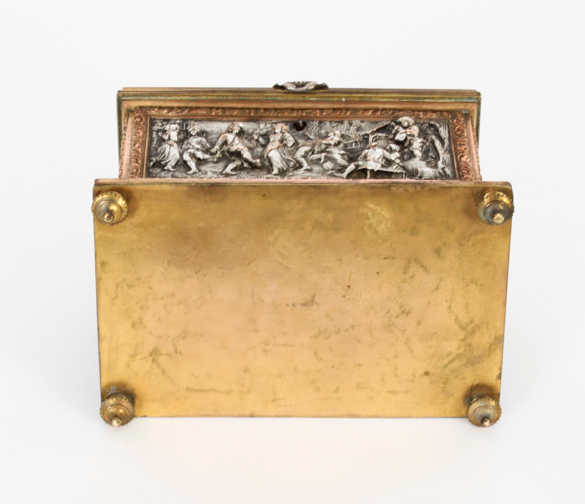 Antike französische versilberte und vergoldete Schmuckschatulle AB Paris, 19. Jahrhundert im Angebot 9