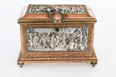 Antique French Silver & Gilt Jewellery Casket Box AB Paris 19th C