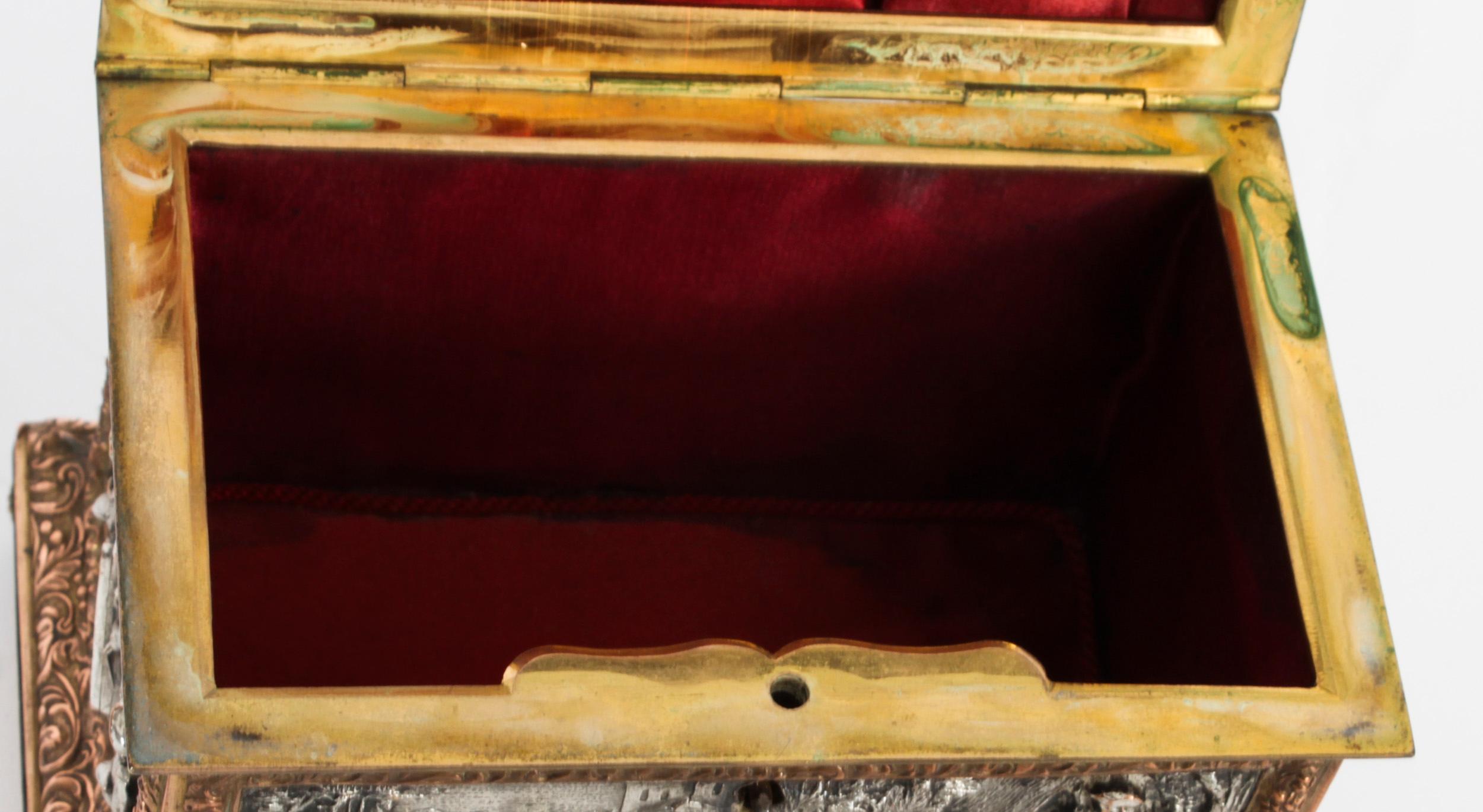 Antike französische versilberte und vergoldete Schmuckschatulle AB Paris, 19. Jahrhundert (Französisch) im Angebot