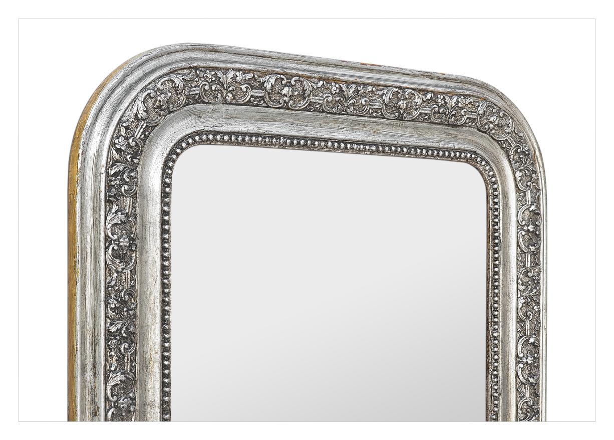 Patiné Antique Silvered Mirror français Style Louis Philippe, circa 1900 en vente