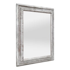 Antique French Silvered Wood Patinated Wall Mirror, circa 1940