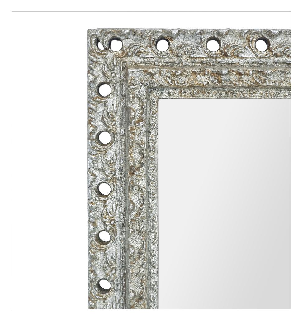 Antique French Silvered Wood Wall Mirror, Foliage Decoration, circa 1900 In Good Condition For Sale In Paris, FR