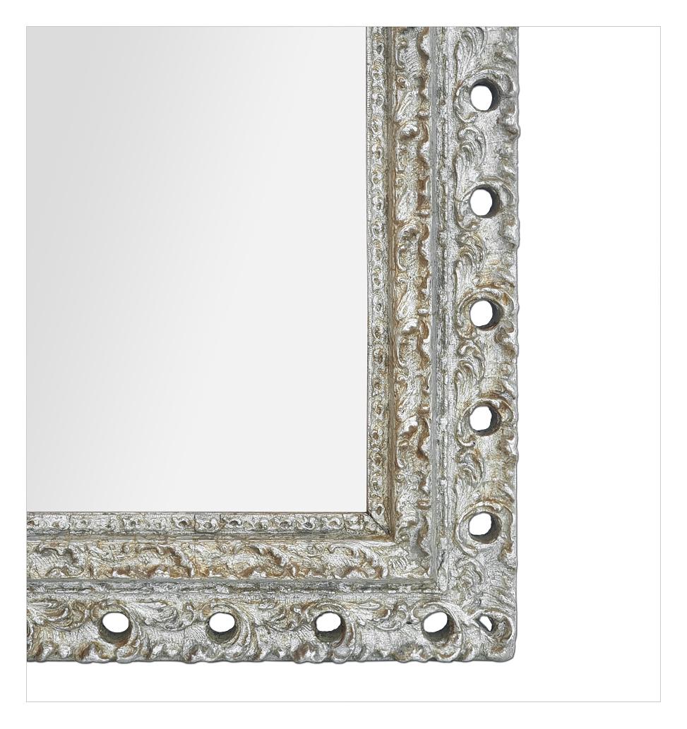 Antique French Silvered Wood Wall Mirror, Foliage Decoration, circa 1900 For Sale 2