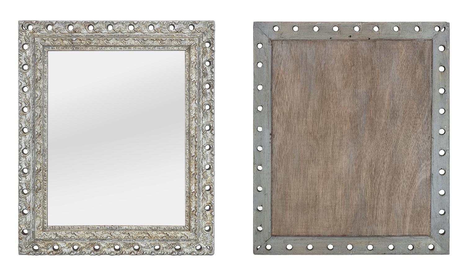 Antique French Silvered Wood Wall Mirror, Foliage Decoration, circa 1900 For Sale 3