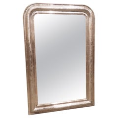 Antique French Silverleaf Louis Philippe Mirror with Floral Motifs, 19th Century