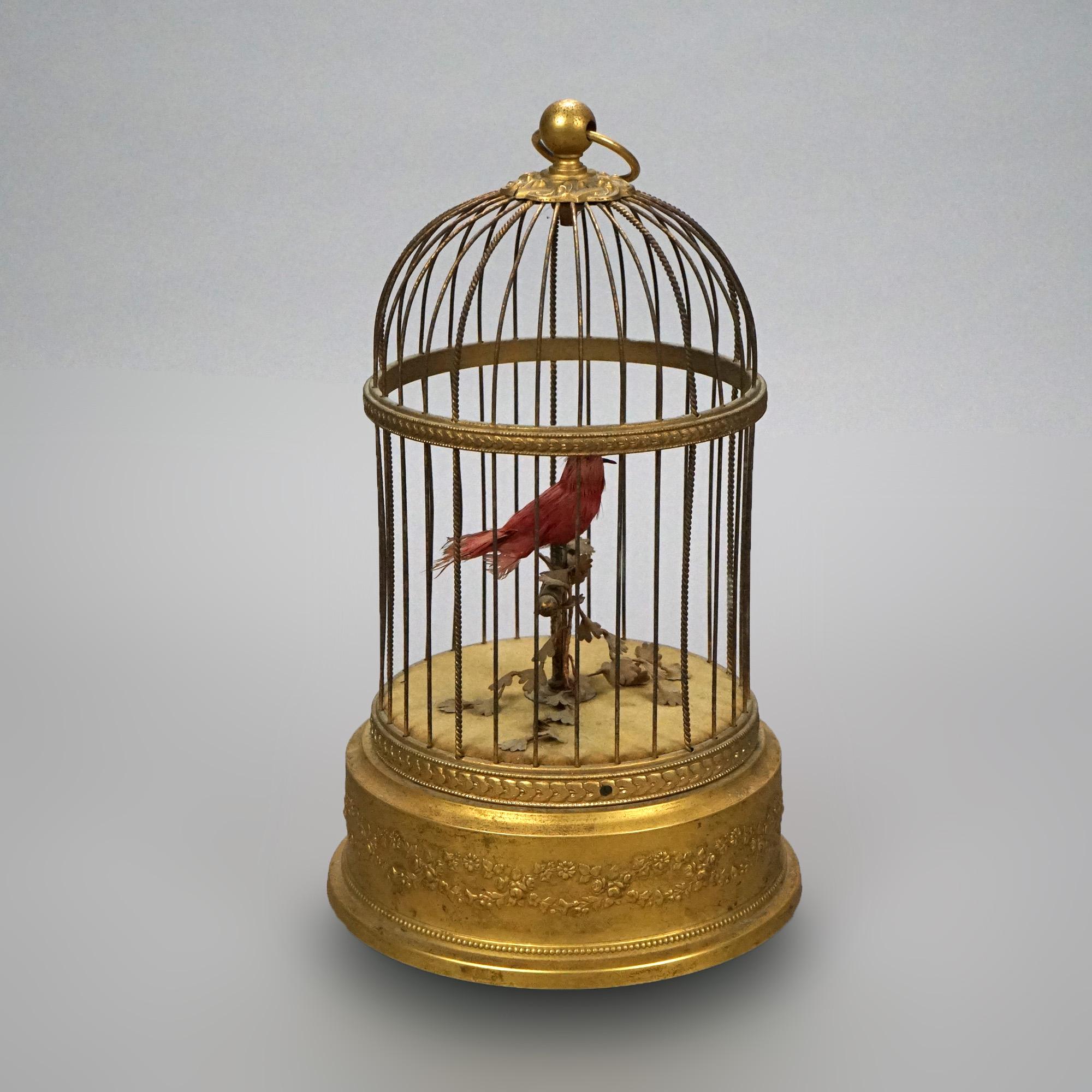 antique singing bird in cage