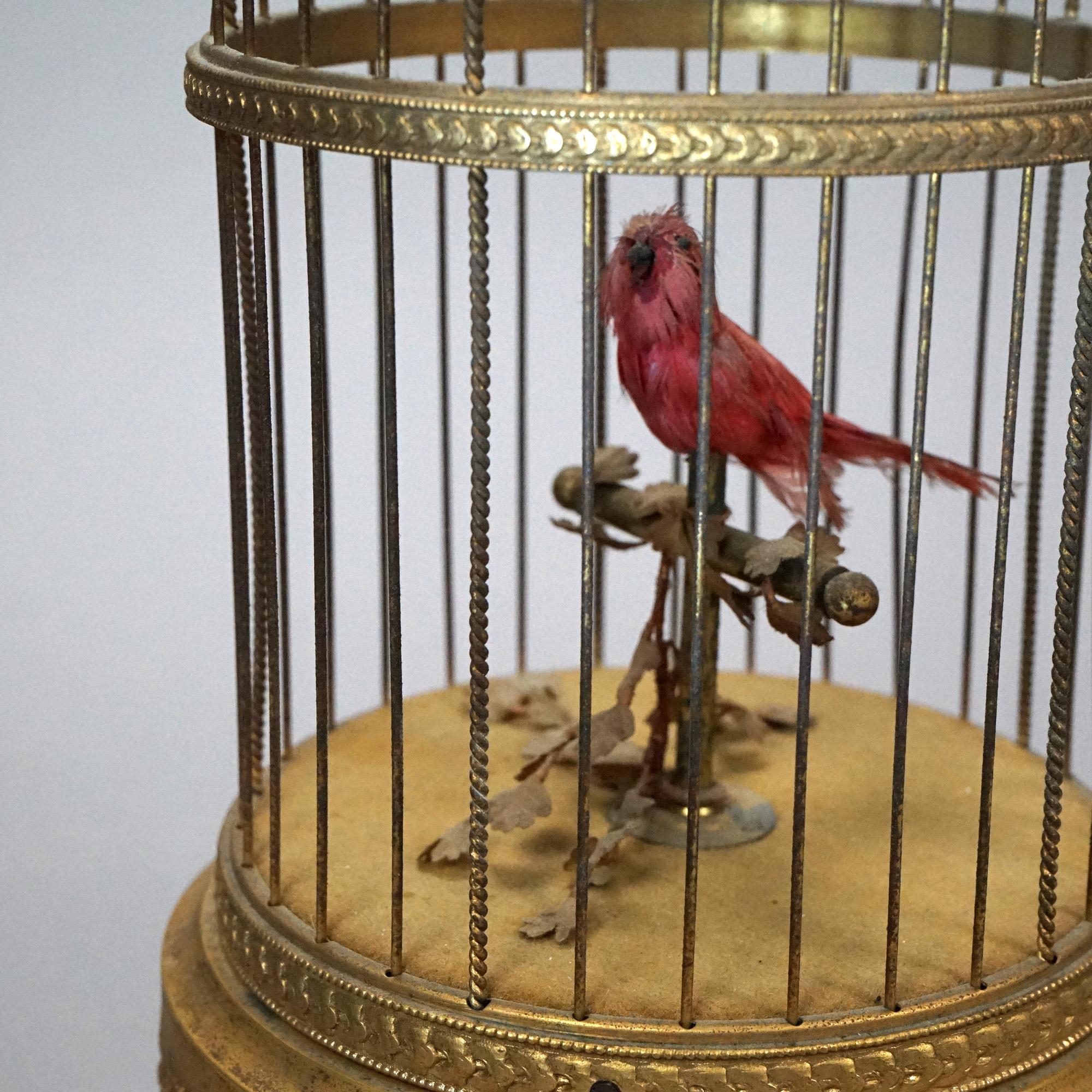 Français Ancien automate français de cage à oiseaux chantant, vers 1890