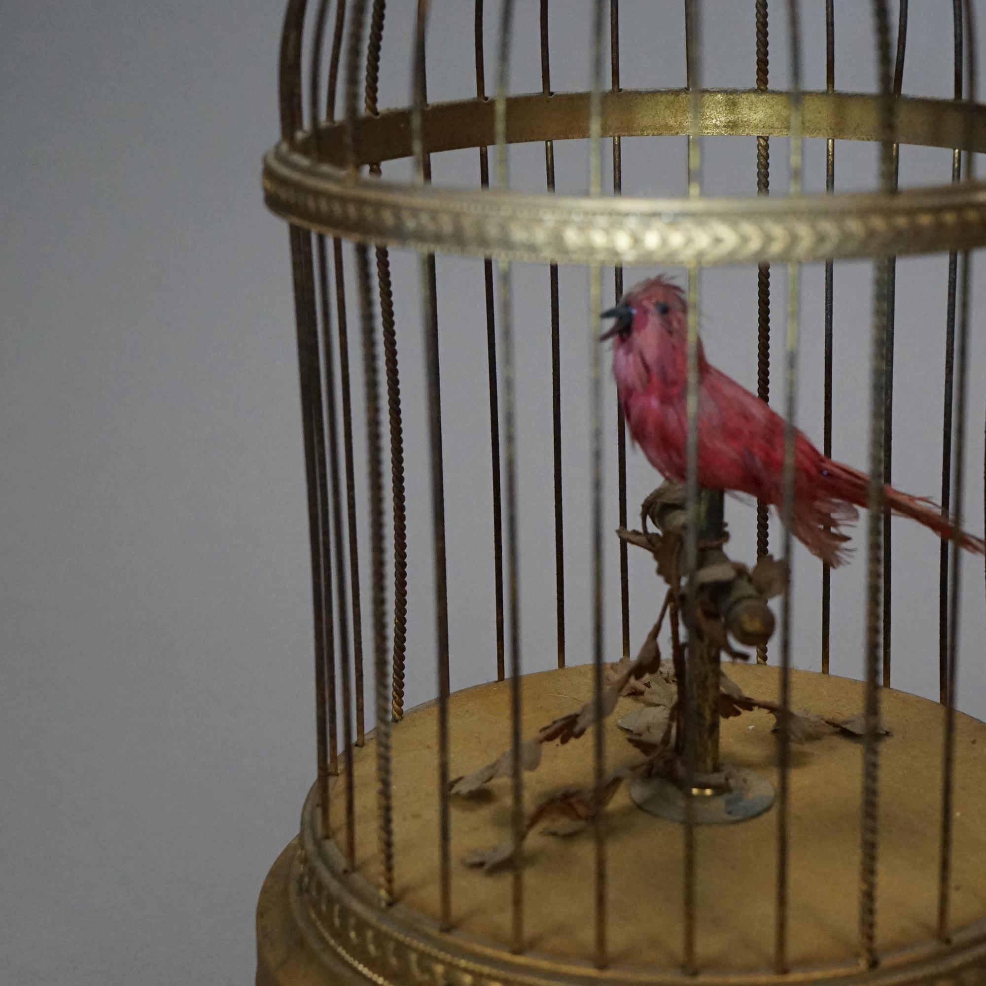 Antique French Singing Bird Cage Automaton, Circa 1890 In Good Condition In Big Flats, NY