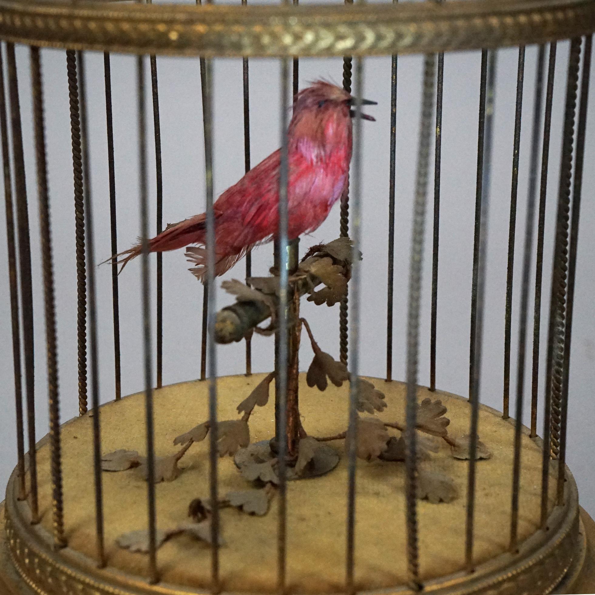 XIXe siècle Ancien automate français de cage à oiseaux chantant, vers 1890