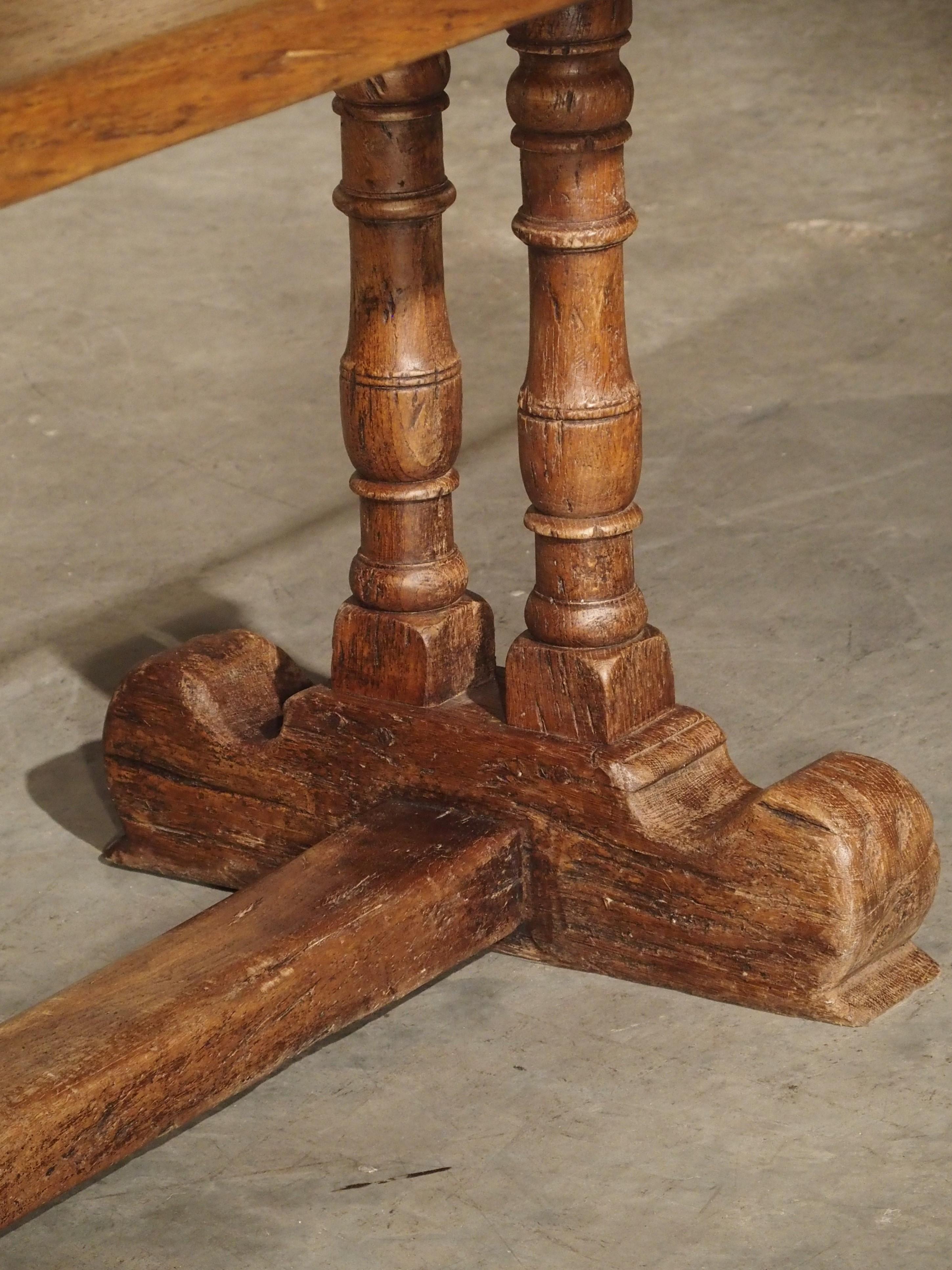 Antique French Single Plank Oak Farm Table, 19th Century In Good Condition In Dallas, TX