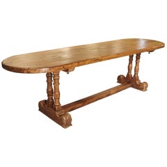 Antique French Single Plank Oak Farm Table, 19th Century