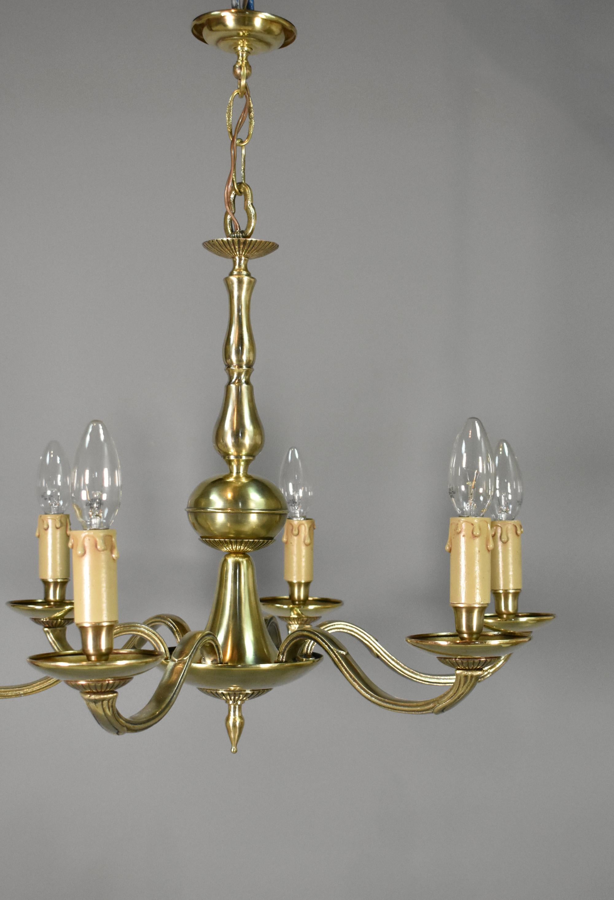Antique French Six Light Bronze Chandelier Louis XVI Style For Sale 6