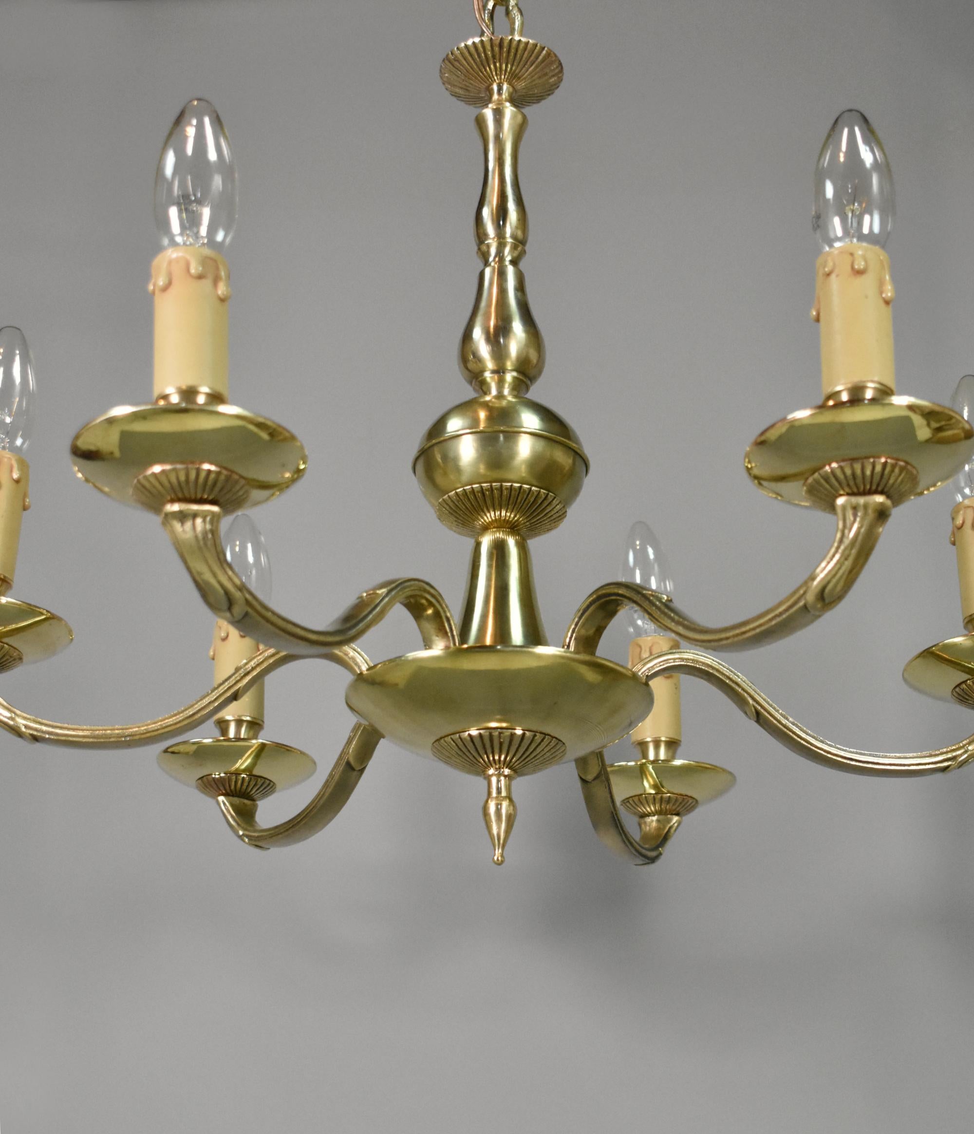 20th Century Antique French Six Light Bronze Chandelier Louis XVI Style For Sale