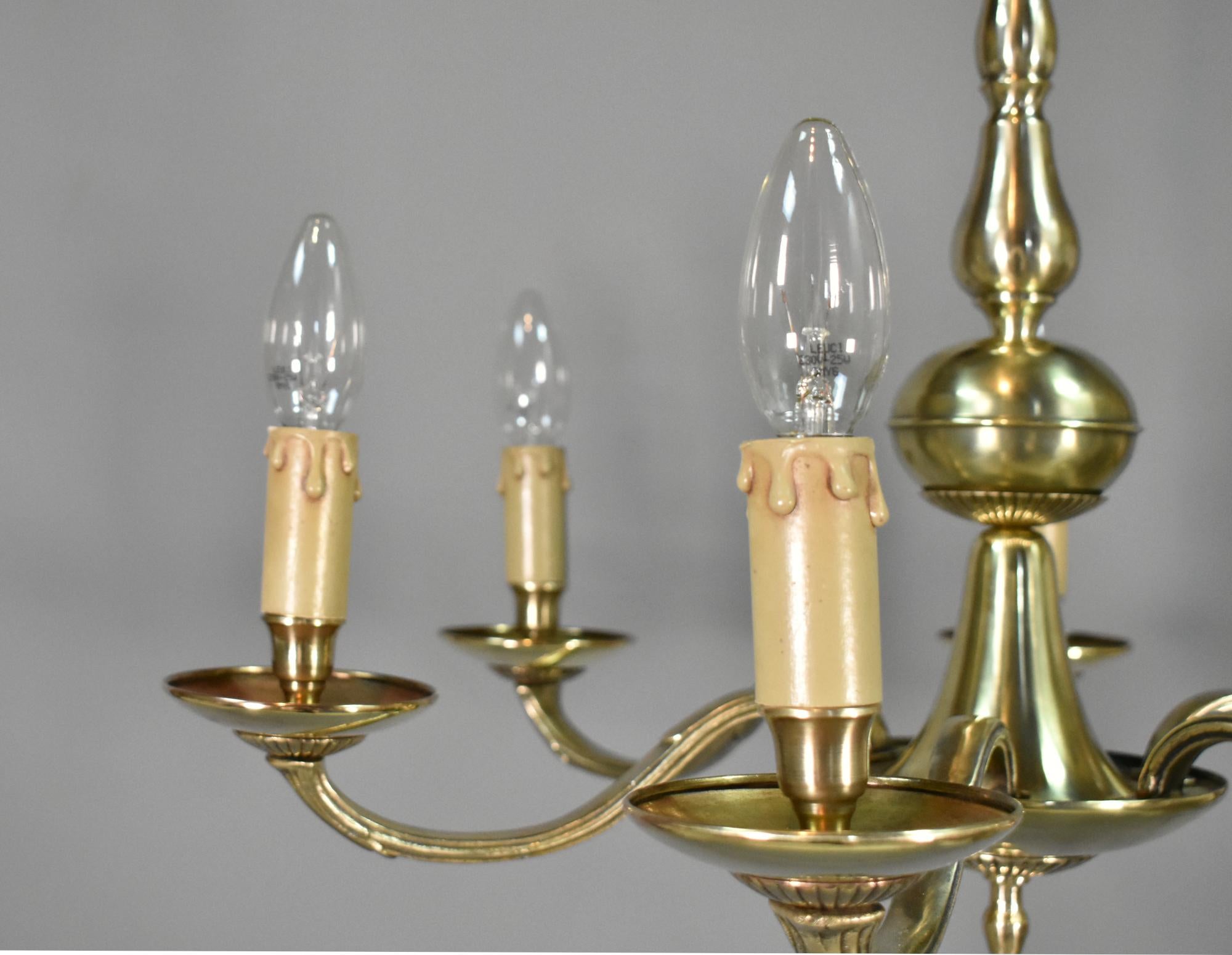 Antique French Six Light Bronze Chandelier Louis XVI Style For Sale 2