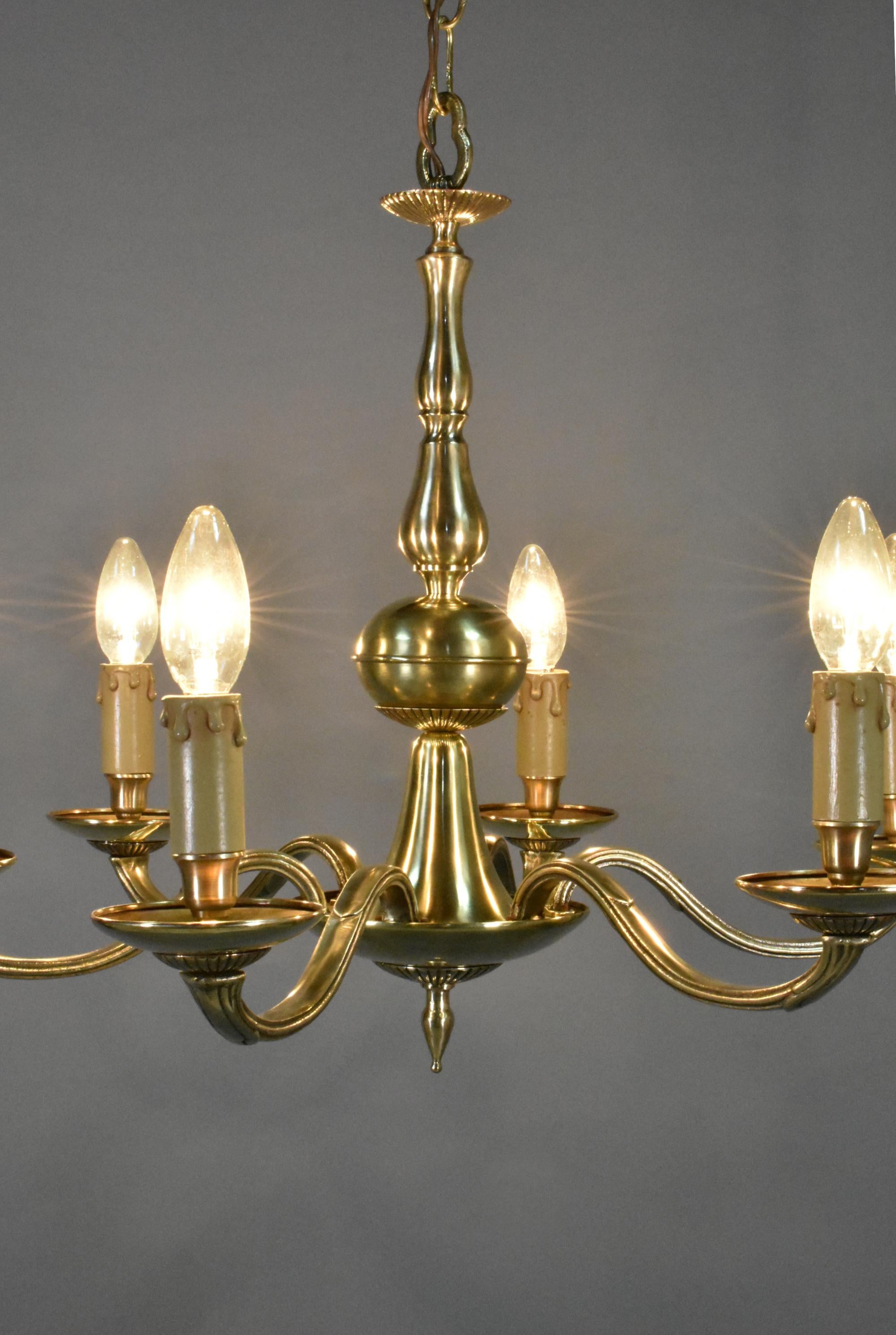Antique French Six Light Bronze Chandelier Louis XVI Style For Sale 4