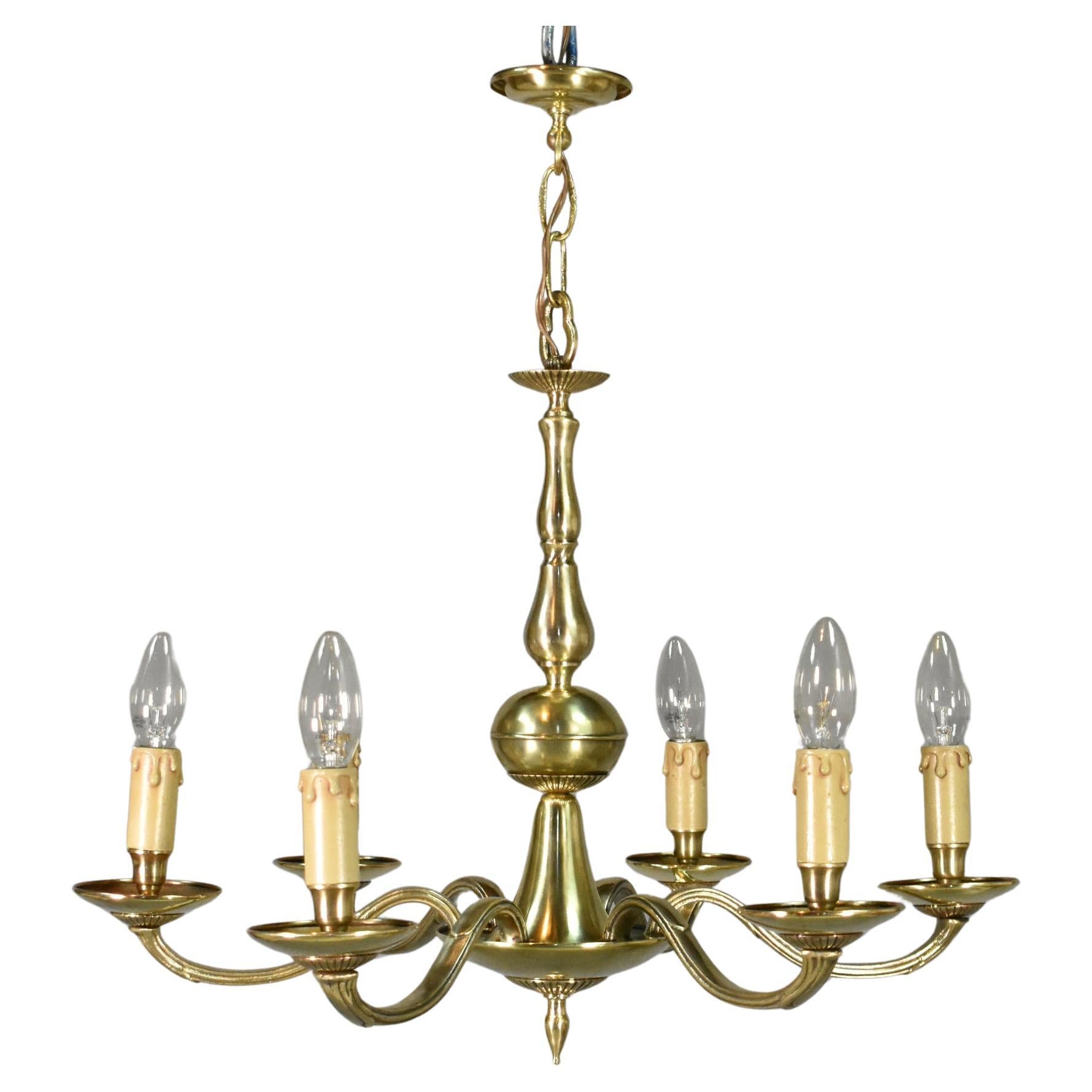 Antique French Six Light Bronze Chandelier Louis XVI Style For Sale