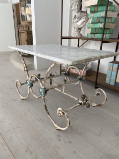Antique French Slaughter Table-Marble & Iron