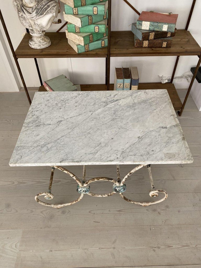 Antique French Slaughter Table-Marble and Iron For Sale at 1stDibs