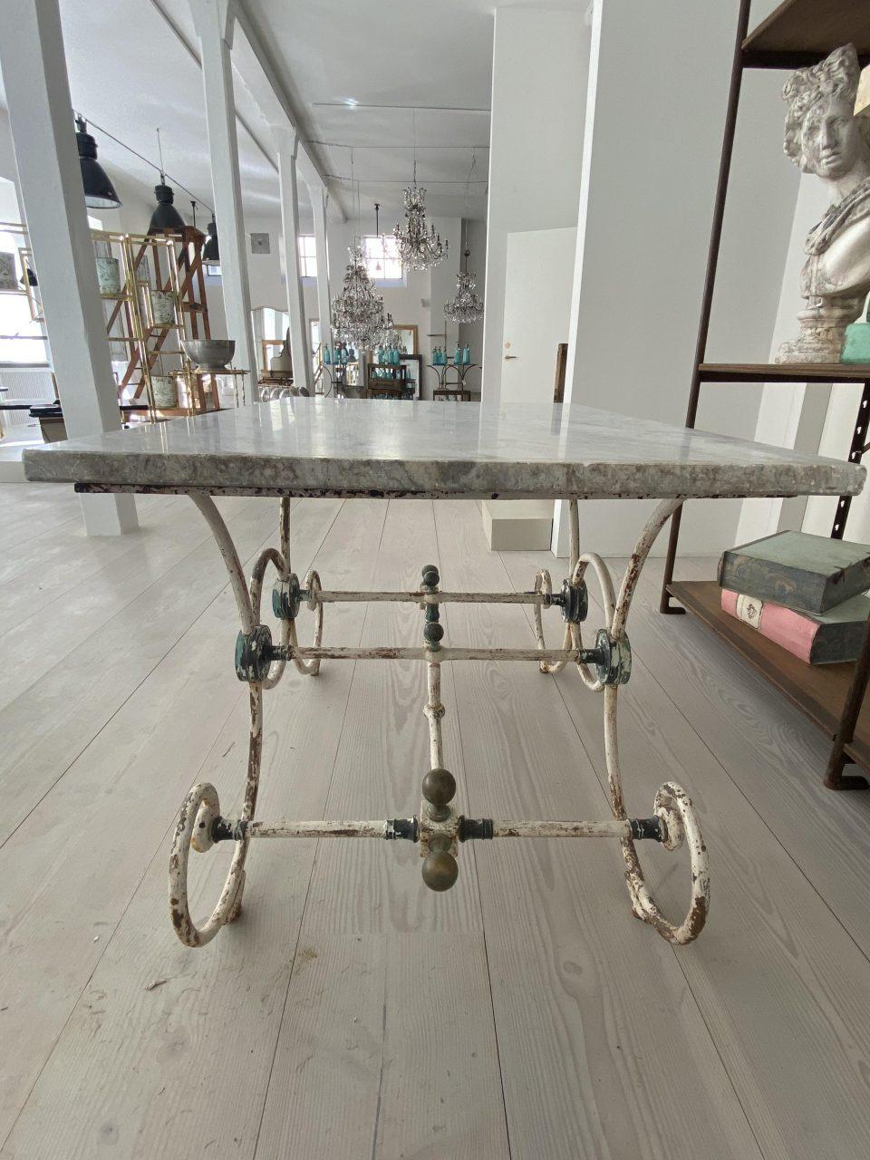 Antique French Slaughter Table-Marble & Iron For Sale 5