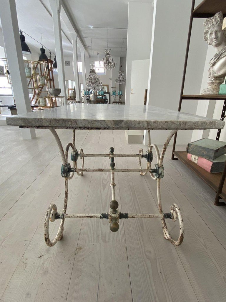 Antique French Slaughter Table-Marble and Iron For Sale at 1stDibs