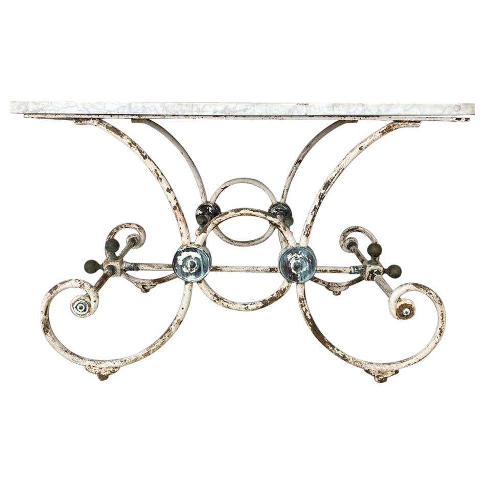 Antique French Slaughter Table-Marble and Iron For Sale at 1stDibs