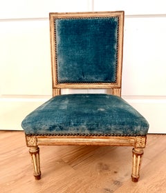 Antique French Slipper Chair, Upholstered, Vintage, Good Condition