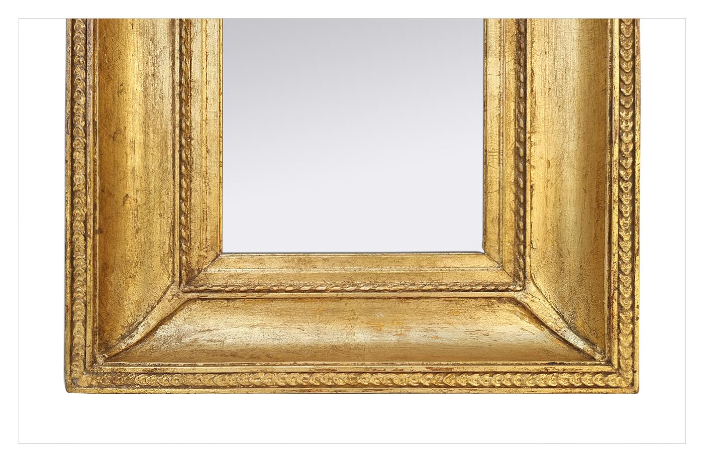 Antiker französischer Spiegel aus vergoldetem Holz, um 1850 (Vergoldet) im Angebot