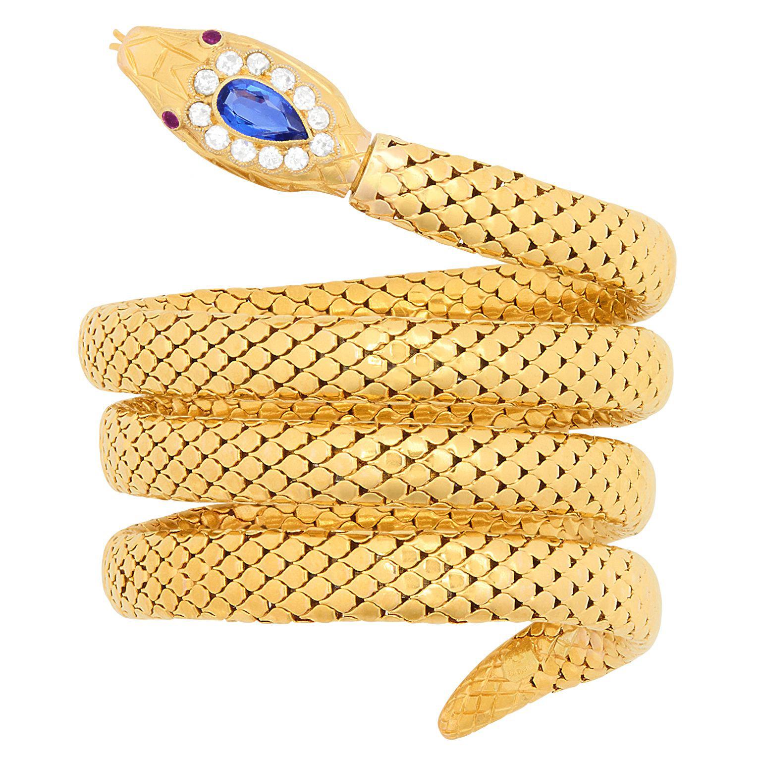 Victorian Antique French Snake Bracelet For Sale