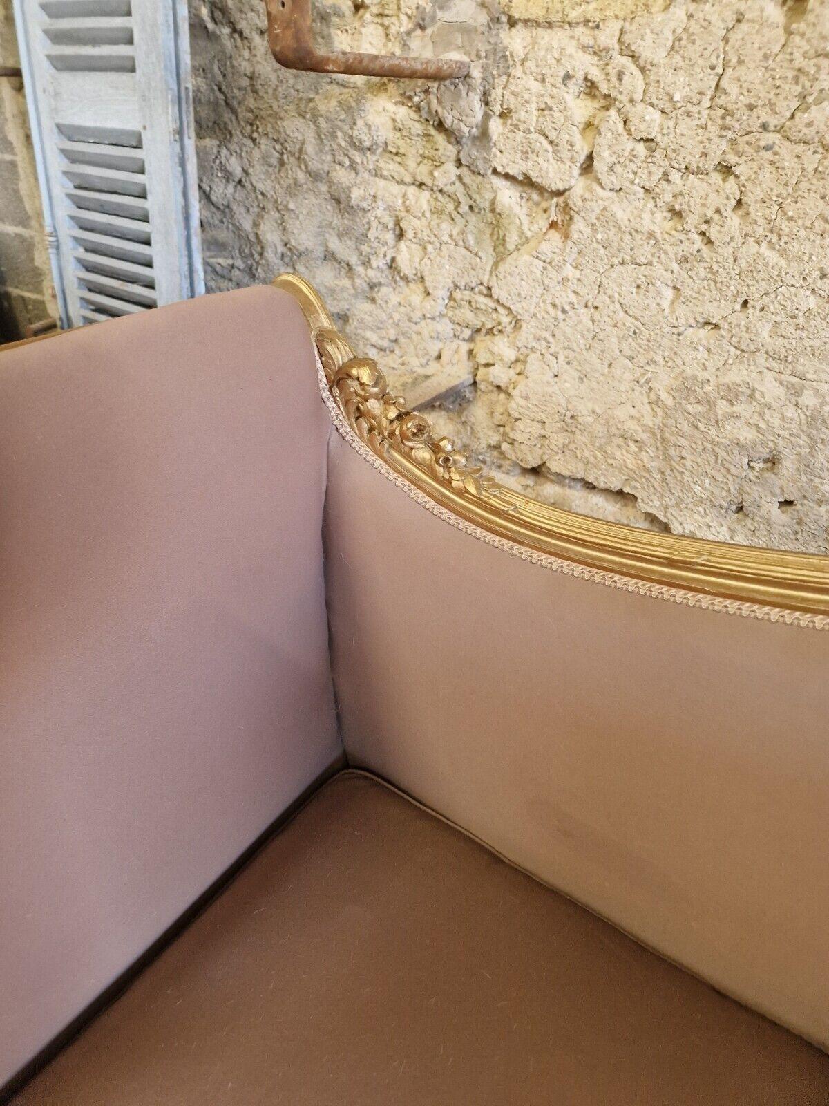 Antique French Sofa 19th Century Louis XV Giltwood 7