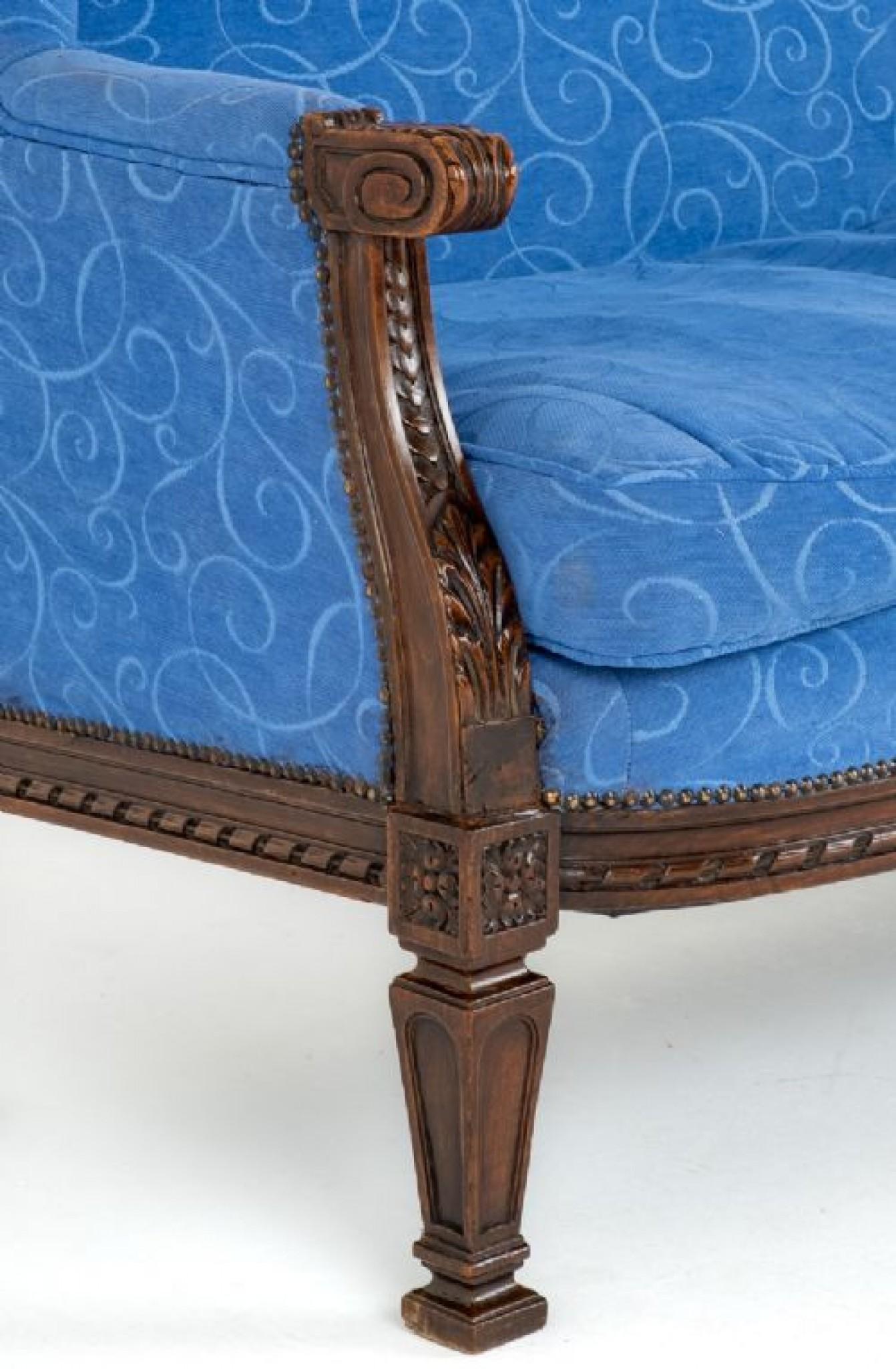 Antikes französisches Sofa-Couch-Sessel aus Mahagoni (Mitte des 20. Jahrhunderts) im Angebot