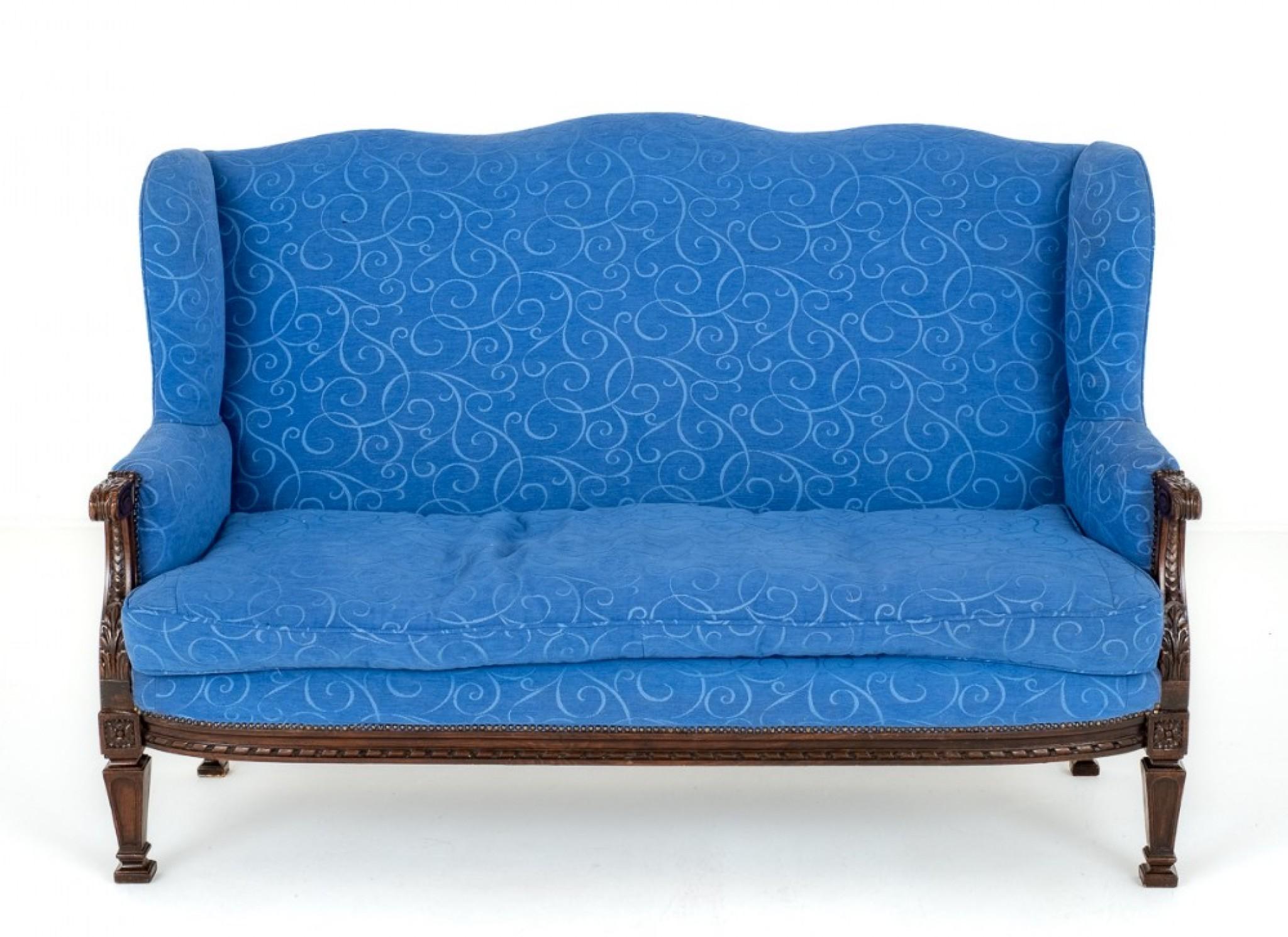 Antikes französisches Sofa-Couch-Sessel aus Mahagoni im Angebot 1