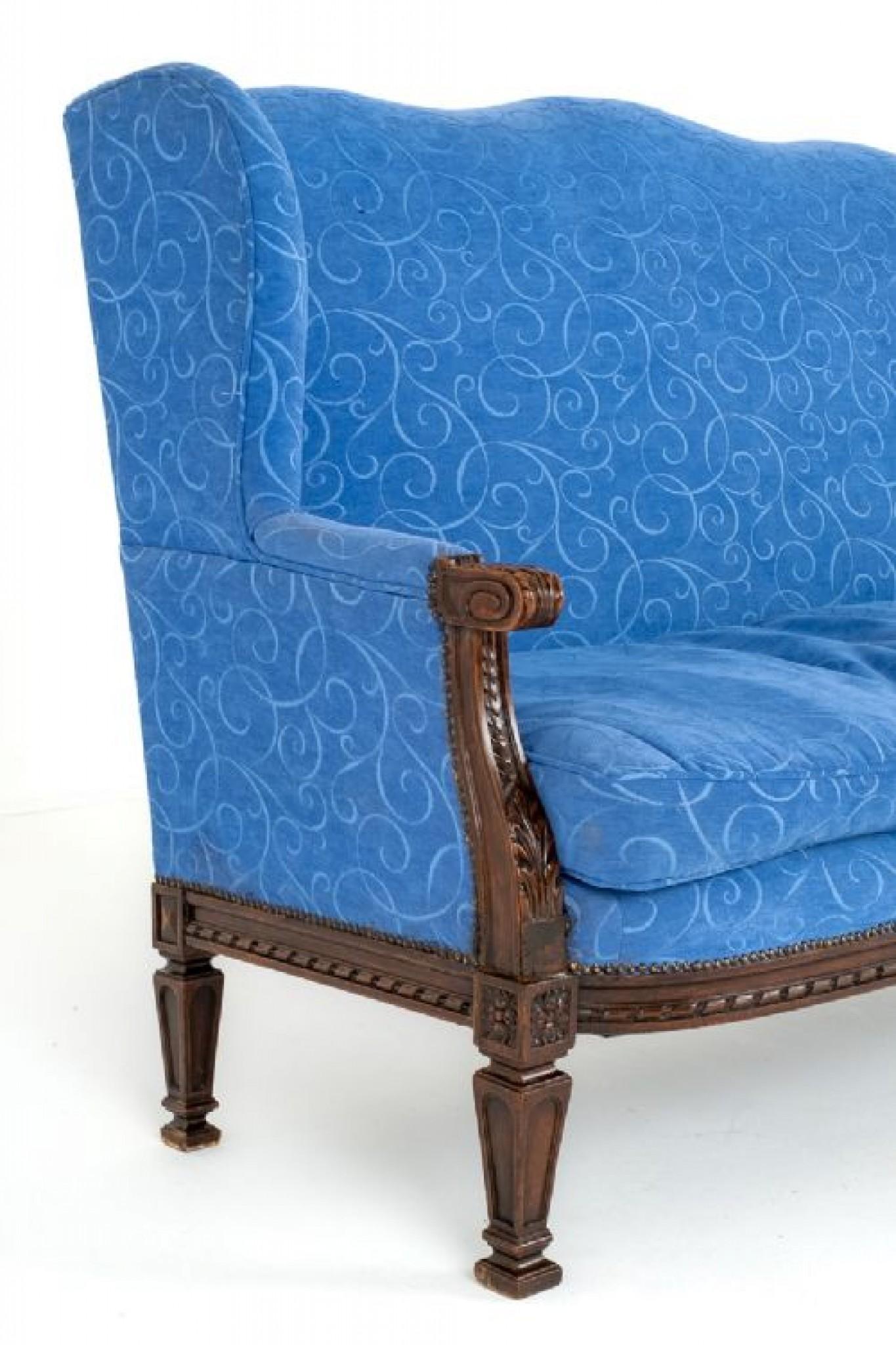 Antikes französisches Sofa-Couch-Sessel aus Mahagoni im Angebot 2