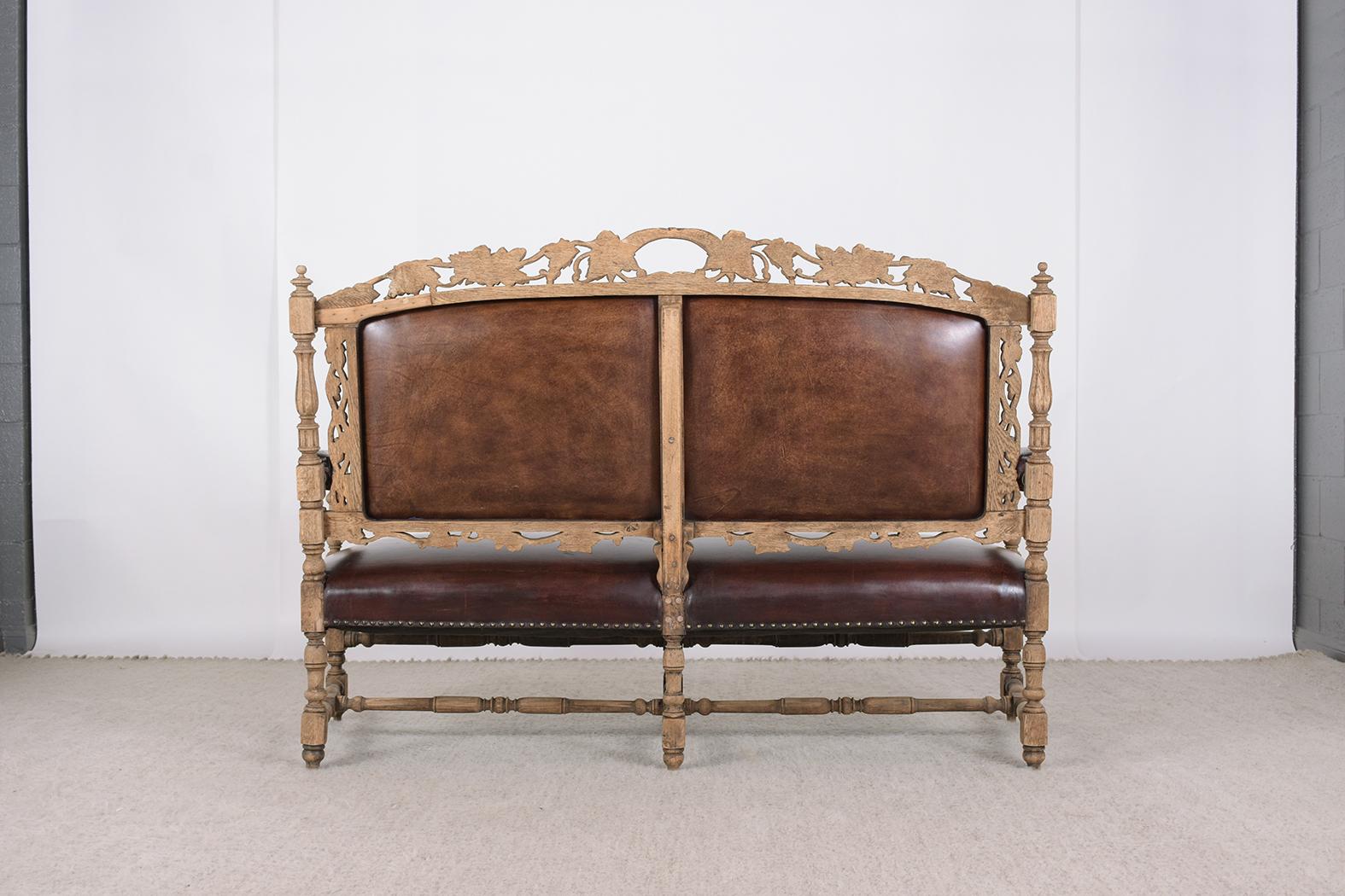 Antique French Hand Carved Oak Sofa 5