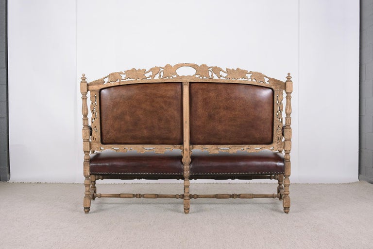 Antique French Hand Carved Oak Sofa For Sale 6