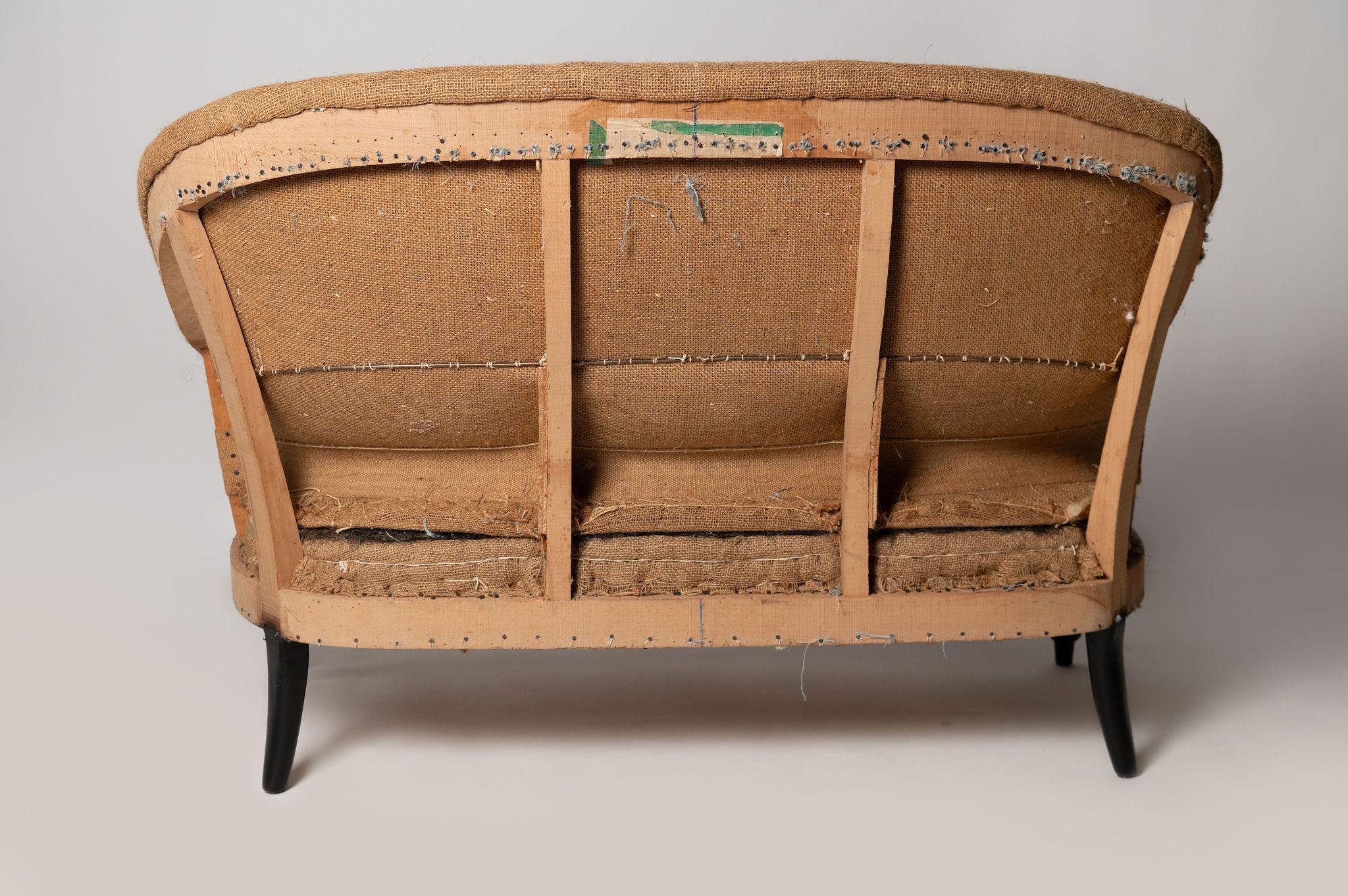 20th Century Antique French sofa, for upholstery, horsehair stuffing, C1910