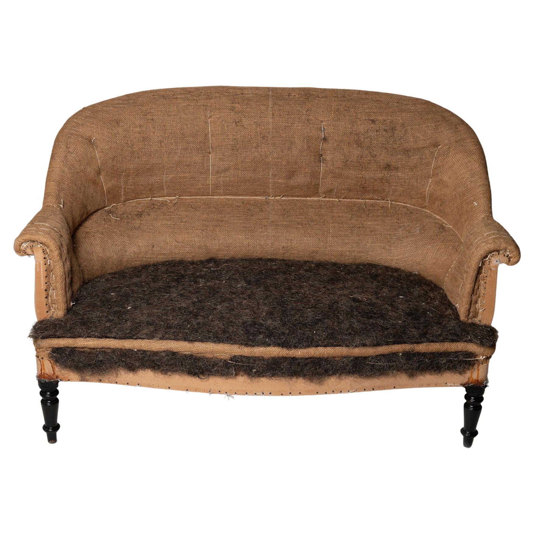 Antique French sofa, for upholstery, horsehair stuffing, C1910 For Sale