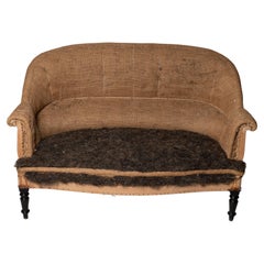 Antique French sofa, for upholstery, horsehair stuffing, C1910