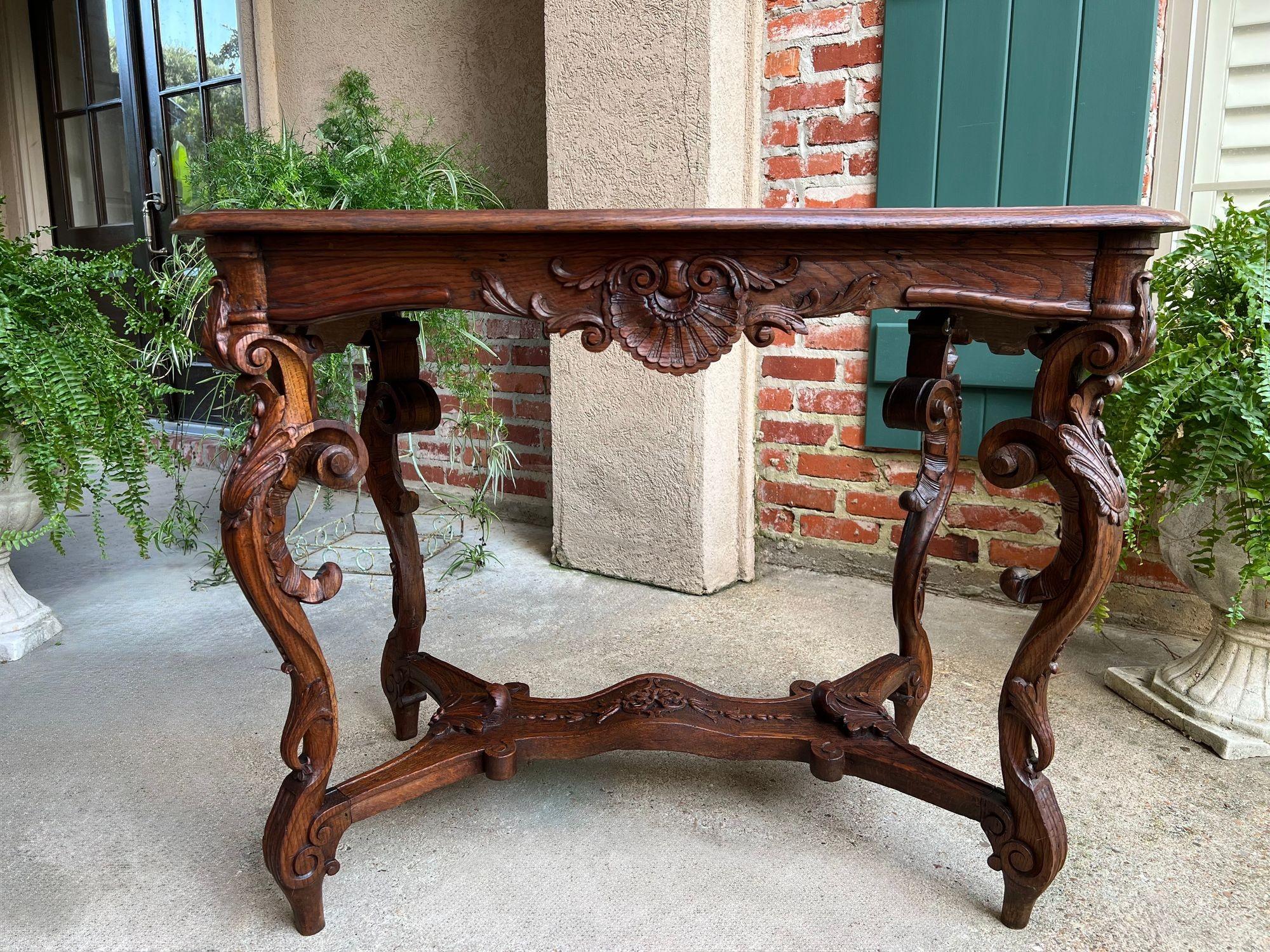 Antique French Sofa Hall Tabelle geschnitzt Eiche Louis XV Rococo Seite Ende Tabelle (Handgeschnitzt) im Angebot