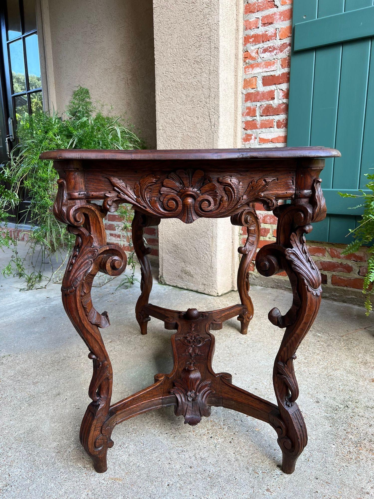 Antique French Sofa Hall Tabelle geschnitzt Eiche Louis XV Rococo Seite Ende Tabelle (Eichenholz) im Angebot