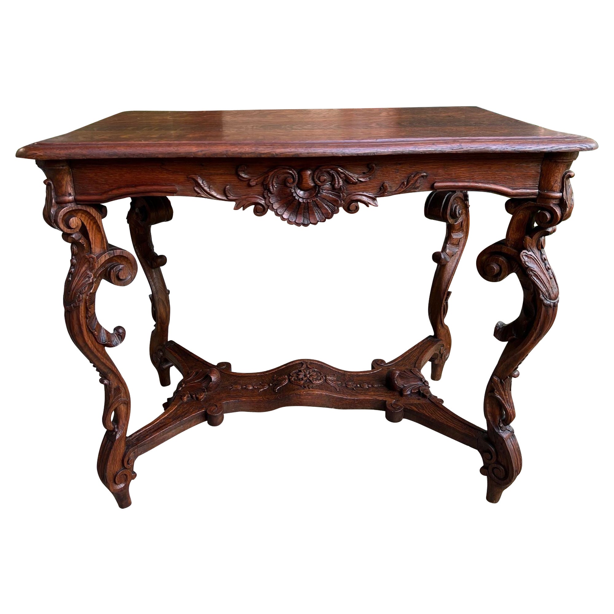Antique French Sofa Hall Tabelle geschnitzt Eiche Louis XV Rococo Seite Ende Tabelle im Angebot