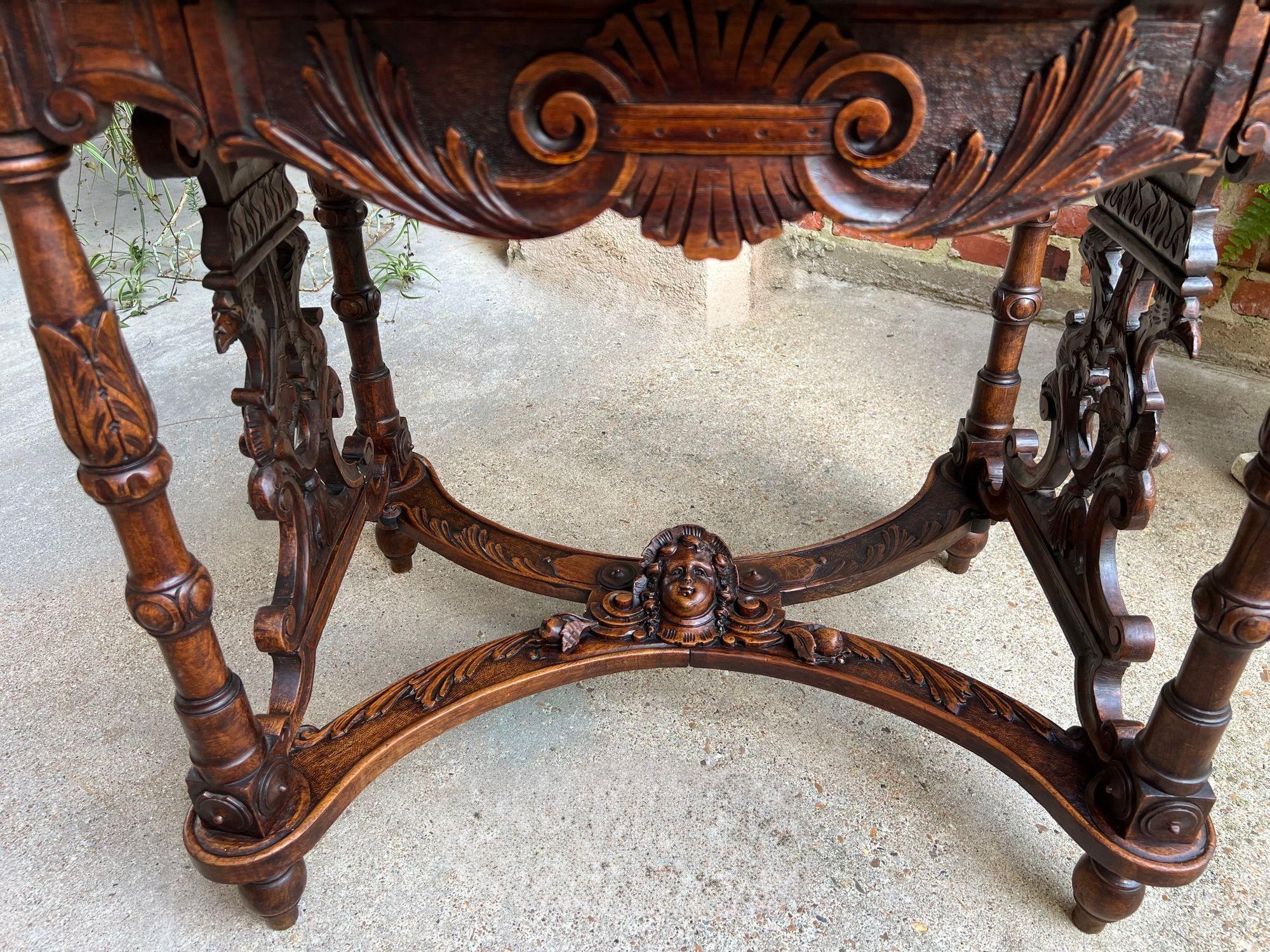 Antique French Sofa Hall Tisch geschnitzt Oak Renaissance Revival Cherub End Tabelle im Angebot 6