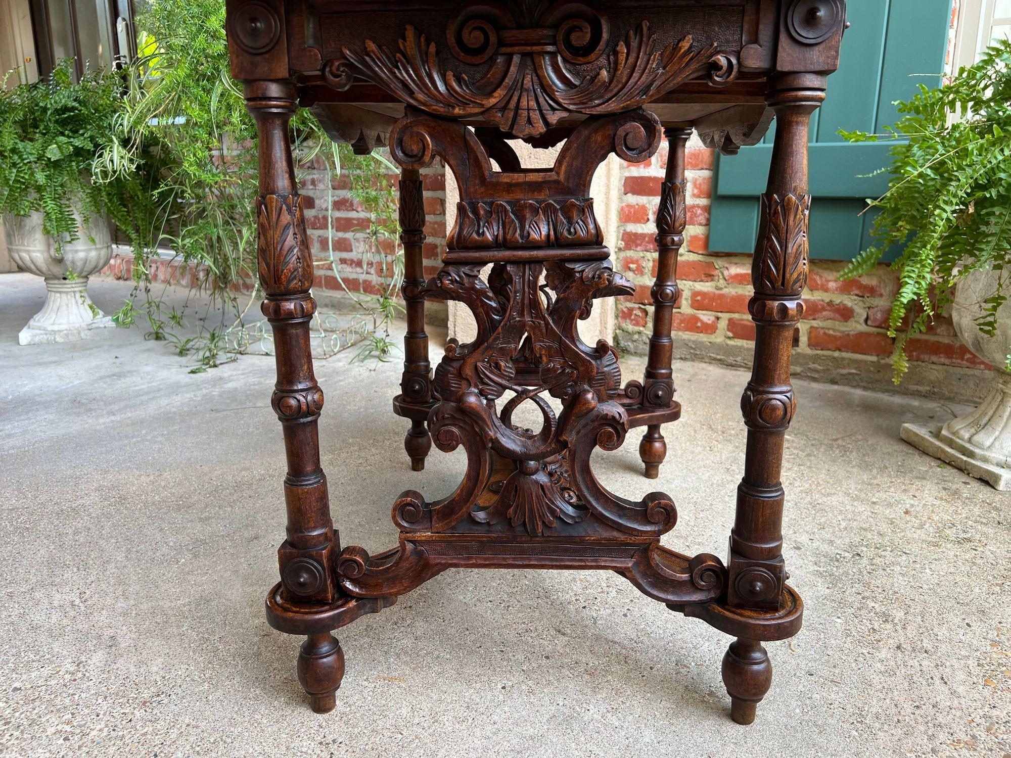 Antique French Sofa Hall Tisch geschnitzt Oak Renaissance Revival Cherub End Tabelle im Angebot 7