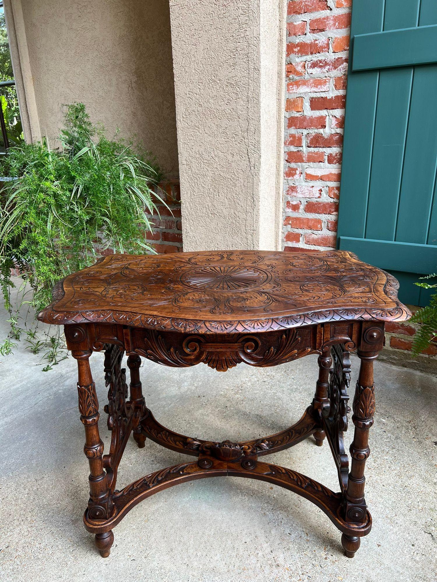 Antique French Sofa Hall Tisch geschnitzt Oak Renaissance Revival Cherub End Tabelle im Angebot 10