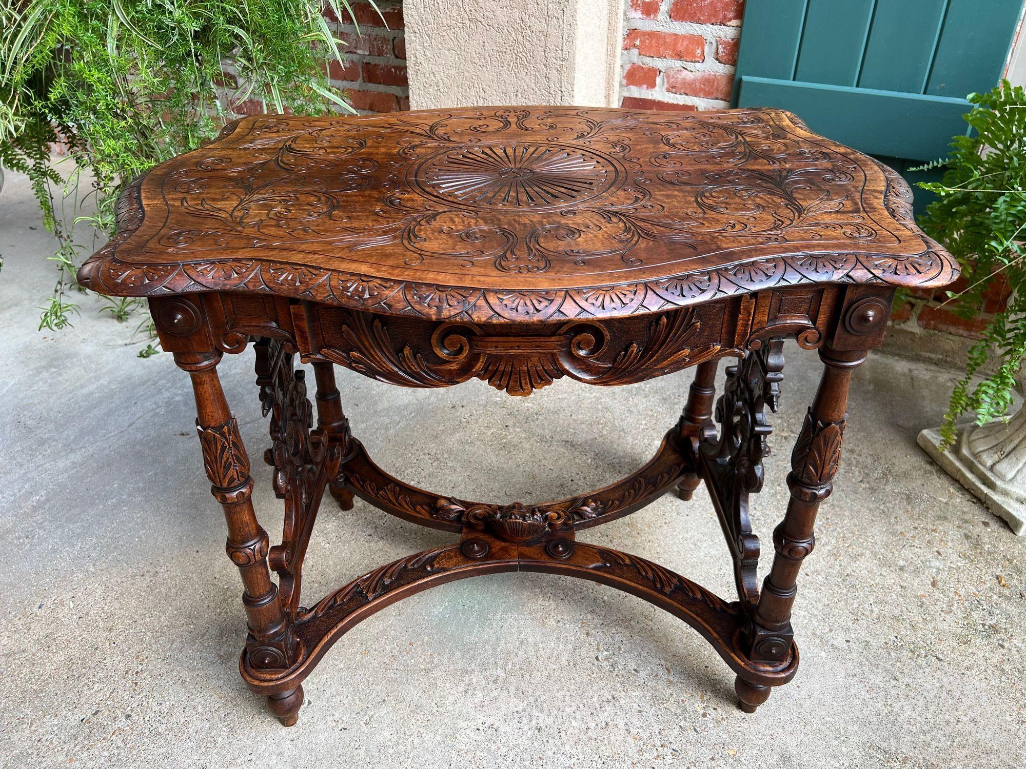 Antique French Sofa Hall Tisch geschnitzt Oak Renaissance Revival Cherub End Tabelle im Angebot 11