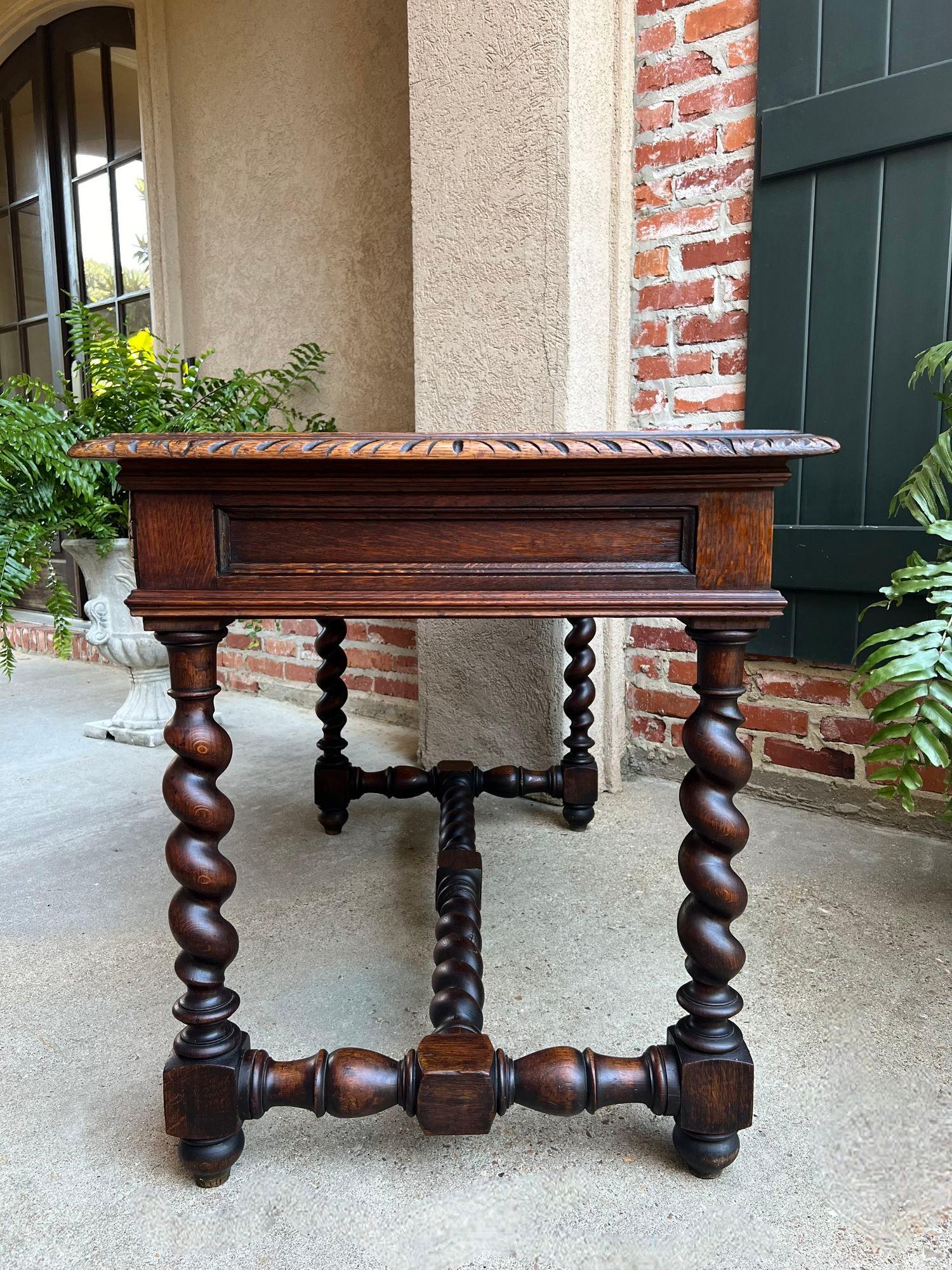 Antique French Sofa Table Writing Desk Barley Twist Carved Oak Renaissance 2