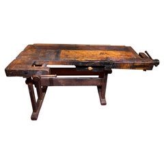Antique French Solid Beech Workbench/Table, Curiosity