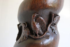 Antique French Solid Oak Column / Pedestal Renaissance 19th Century Black Forest