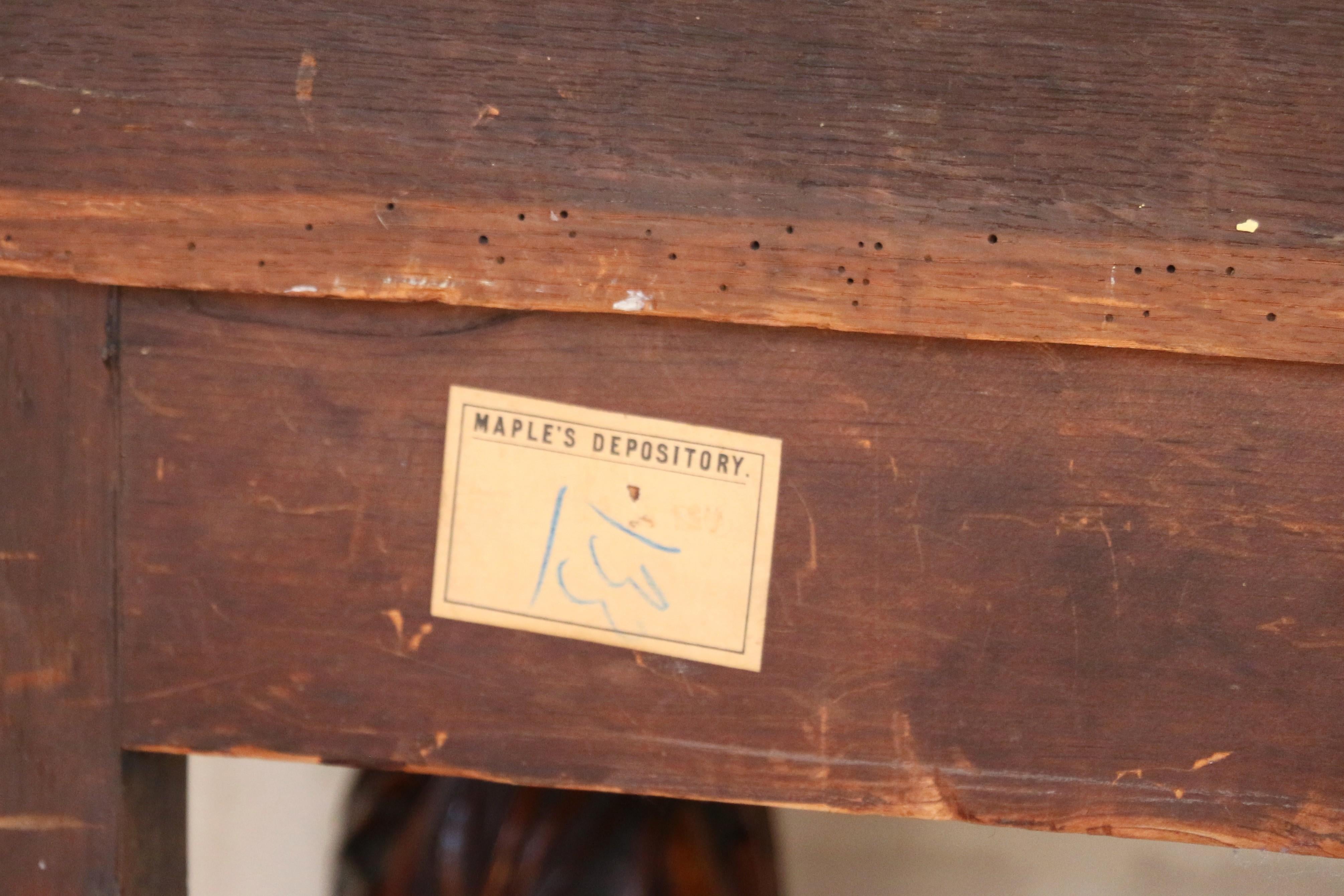 Antique French Solid Oak Console Table, Circa Early 20th Century en vente 10