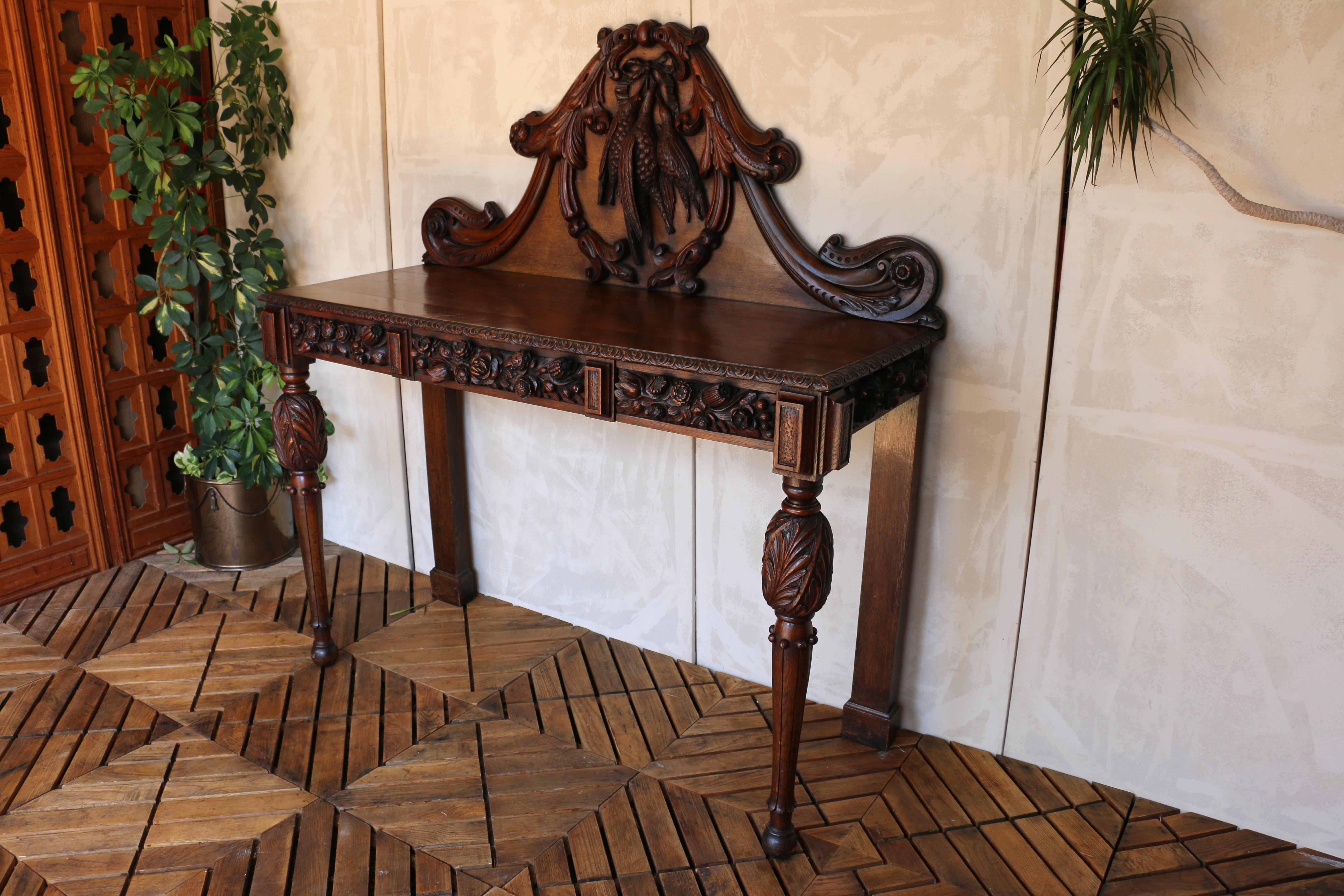 Provincial français Antique French Solid Oak Console Table, Circa Early 20th Century en vente