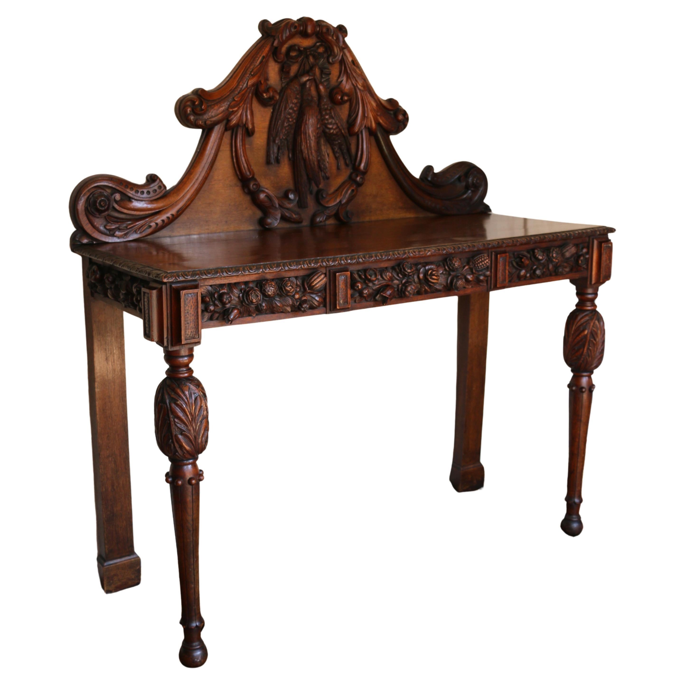Antique French Solid Oak Console Table, Circa Early 20th Century